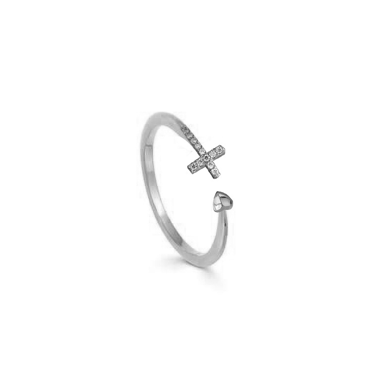 Cross, Heart Shape Pattern All Seasons Season Women's Gender Plating Design 925 Sterling Heart Shape Open Rings 925 Sterling Silver Rings