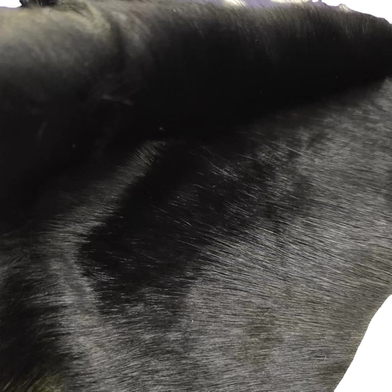 真马毛皮黑色服装鞋包皮革现货头层整张皮毛一体