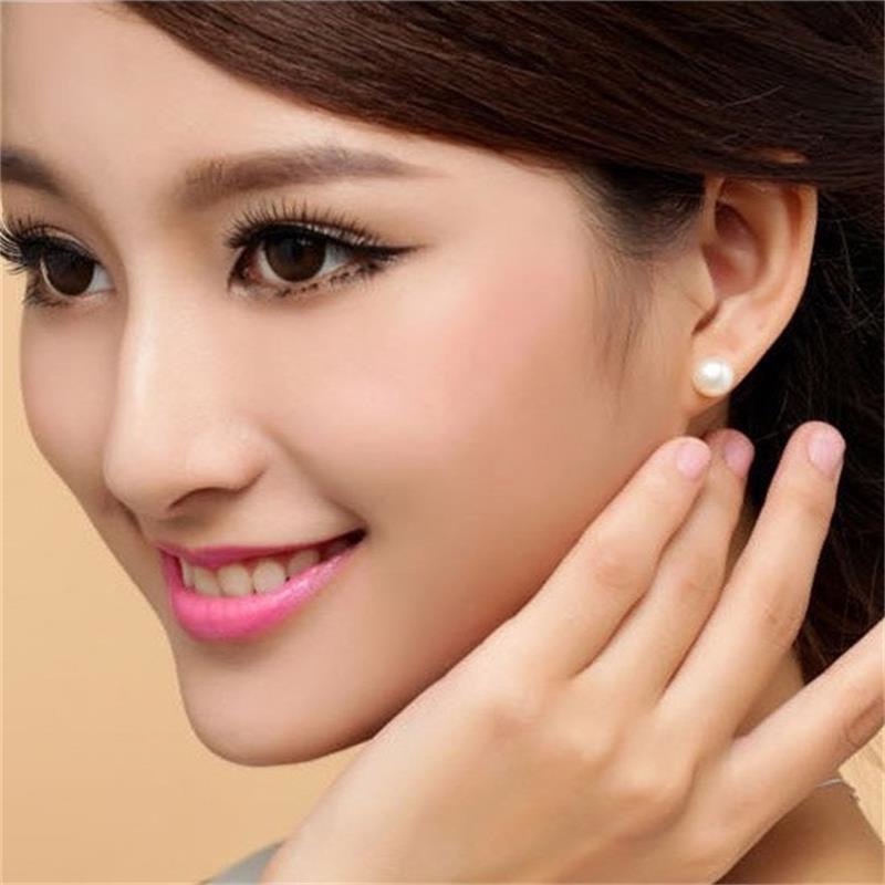 1 Pair Simple Style Solid Color Plating Inlay Sterling Silver Freshwater Pearl Ear Studs display picture 3