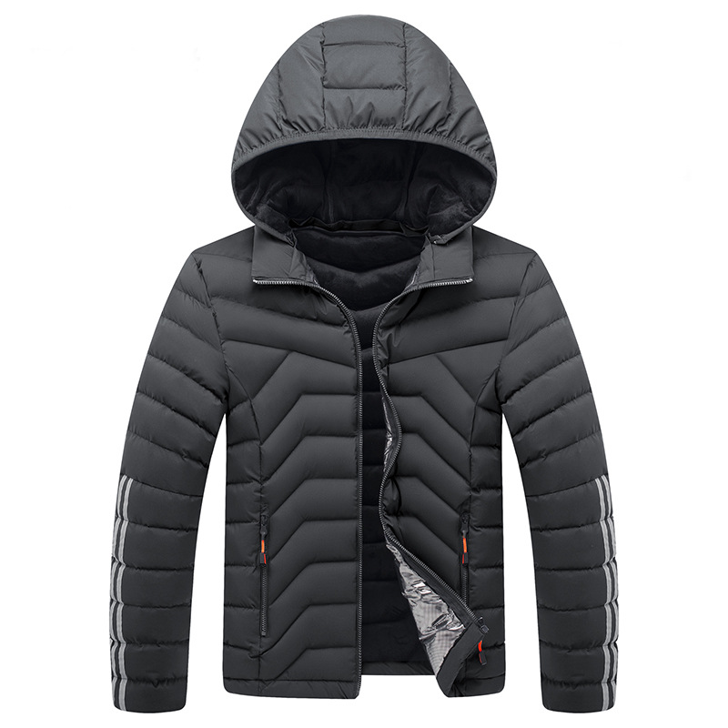 Cross-border Amazon Supply hombres forrado de lana engrosada con capucha de algodón acolchado abrigo costilla algodón raqueta algodón abrigo de algodón de los hombres al por mayor