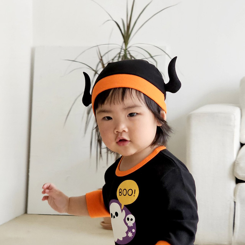 2025 韓国スタイルベビー長袖スーツハロウィンテーマ漫画プリント子供の長袖ズボン外出服|undefined