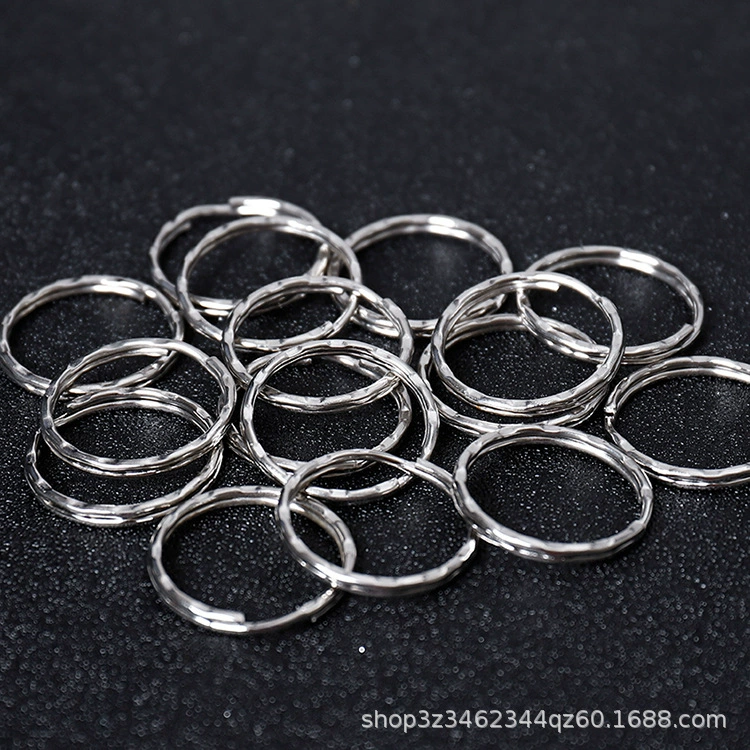 Завод в наличии поставляет кольцо для ключей 1,5x25 мм необычное кольцо для ключей с гальваническим венком Кольцо для ключей из белого никеля