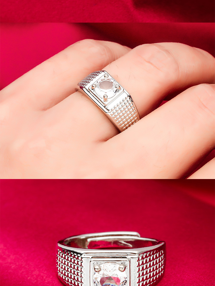 Unisex Gemstone Ring With Platinum Plated Open Design Finish_voghion.com