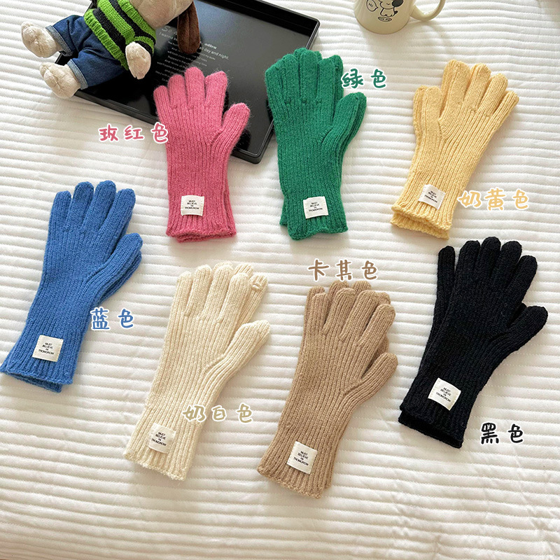 Guantes de mujer etiqueta de color caliente material opcional etiquetado guantes de punto de lana personalizados fábrica de fuente