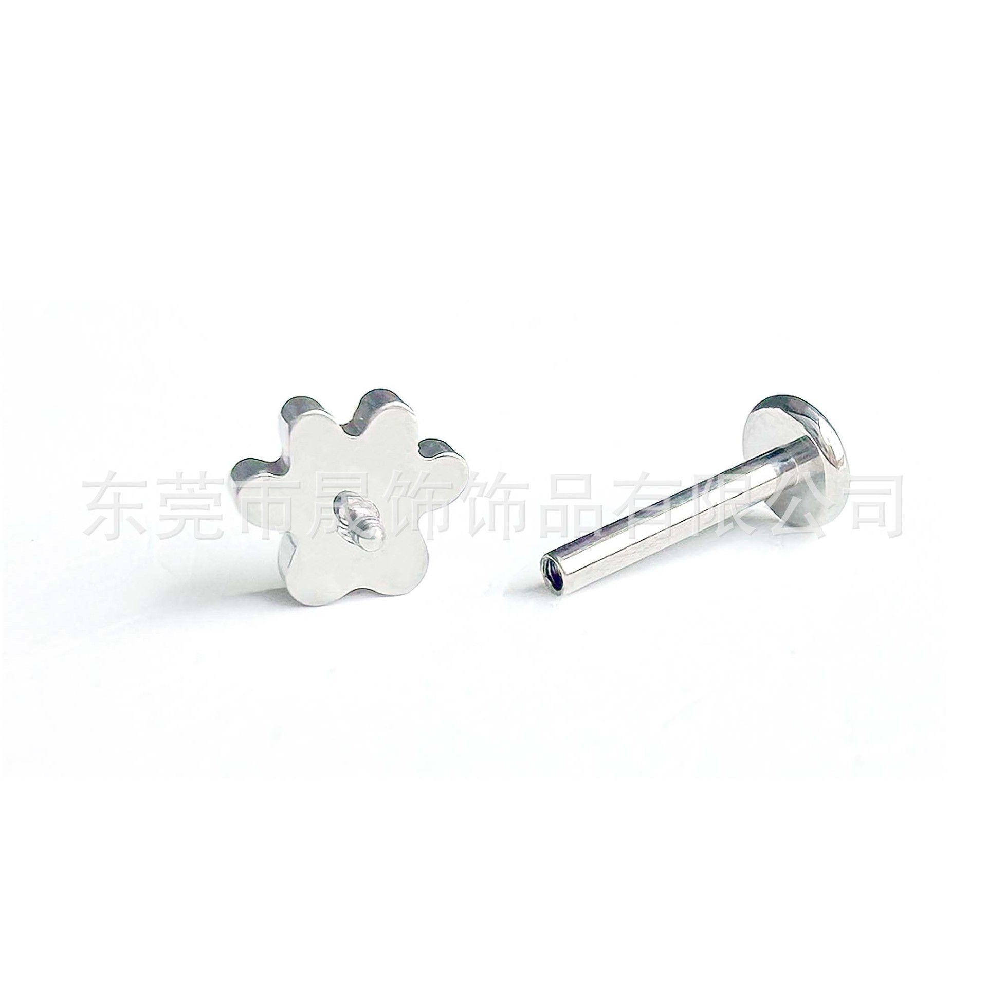 F136 Titanium 可爱 Cat Paw Labret Stud Ear Stud 植入级 G23 Implant Grade Titanium 人体 Piercing Jewelry Helix Cartilage Stud