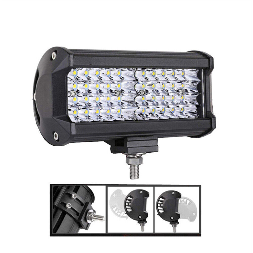Transfronterizo 7 pulgadas cuatro filas 48LED 144W lámpara de trabajo del automóvil transformada lámpara de tres ojos lámpara de barra larga luz blanca