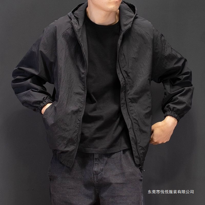 Japanese Style Spring and Autumn Trendy Men's Jacket Spring New Hooded Sports Windbreaker Loose Thin Trendy Men's Jacket Other