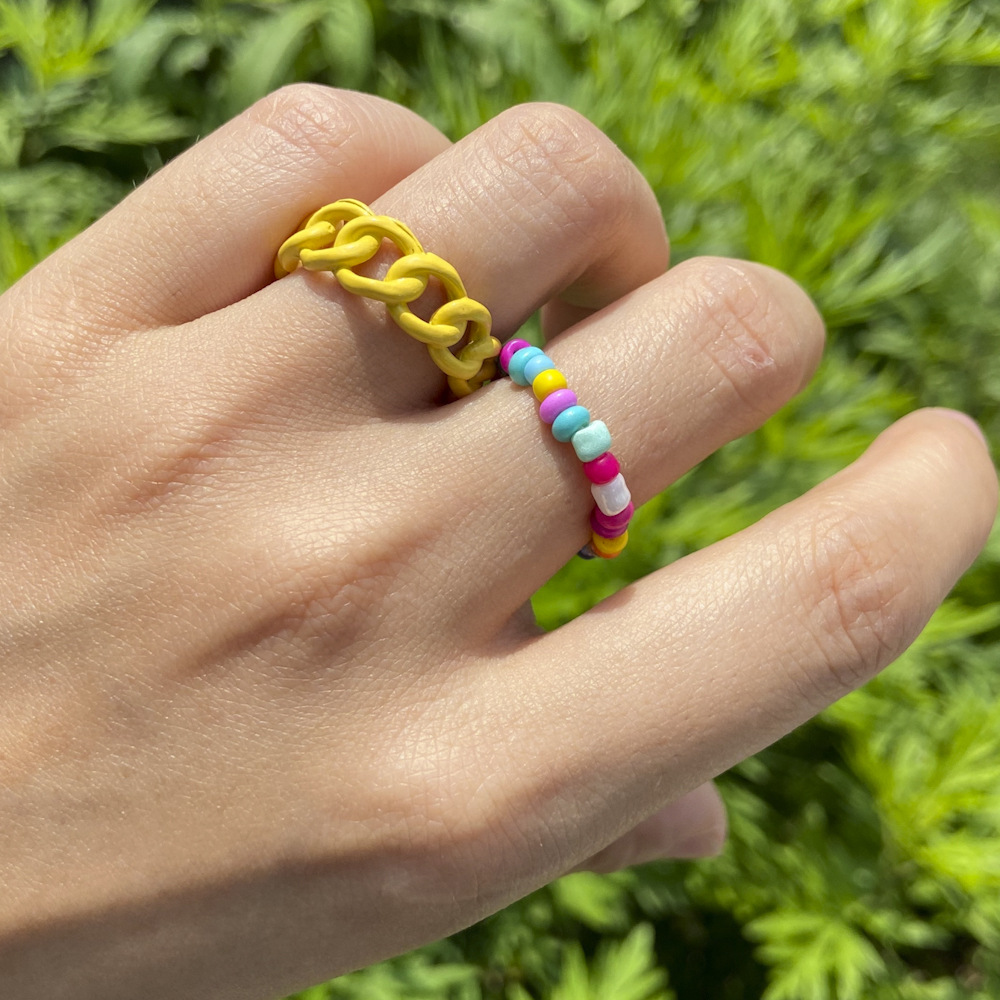 wholesale jewelry color rice bead alloy ring set Nihaojewelry
