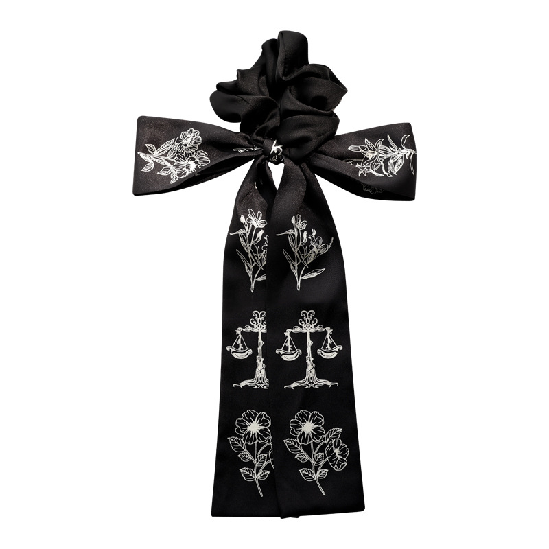 Jane Xiaoxiao estilo francés elegante satén retro super fairy anillo de cabello flotante arco cabello cuerda de cabello de cola de caballo baja cuerda de cabeza