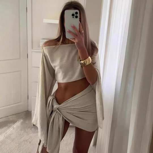 2025 AliExpress Europe and the United States cross-border summer new beach holiday sunscreen breathable long sleeve skirt suit