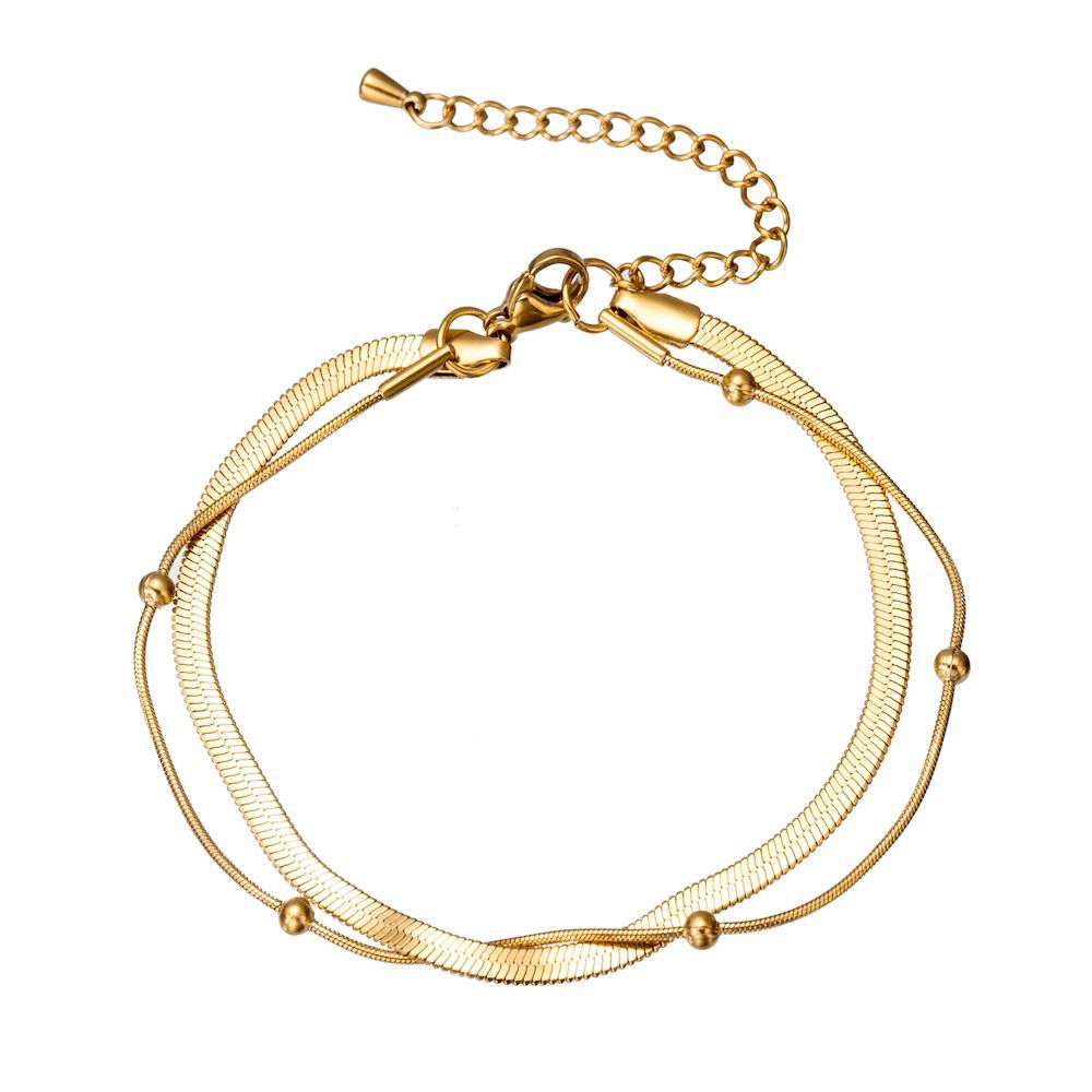 Elegant Double Layer Titanium Steel Bracelet For Stacking Gold_voghion.com