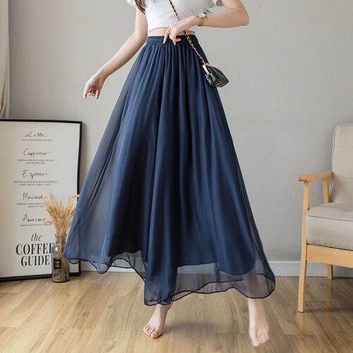 Cotton Snow Large Swing Leg Pants 2025 Summer Elegant Dress Pants Apricot and Black Sheer and Flowing