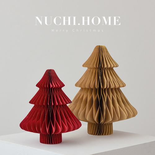 NUCHI Cross-border Christmas Decoration Desktop Christmas Tree Paper Christmas Tree Home Decor INS Window Display