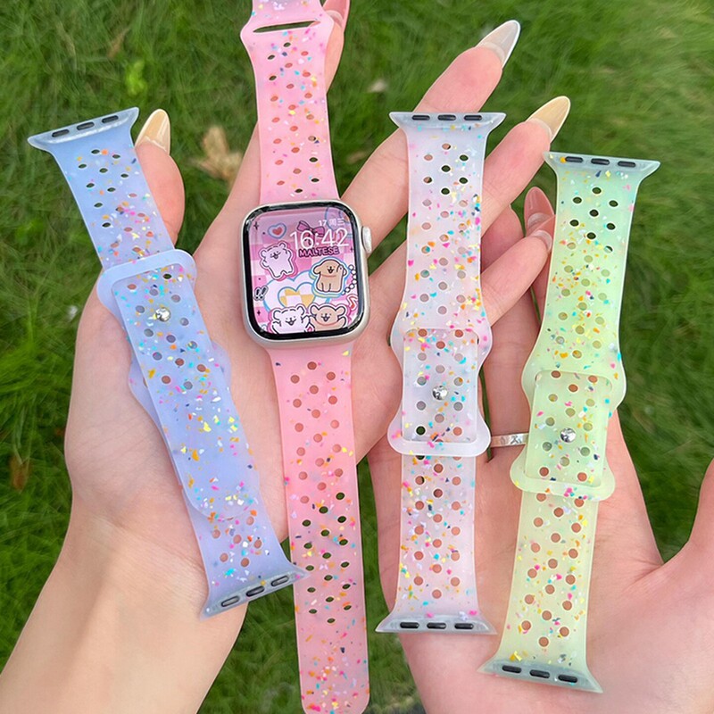 Suitable for Applewatch11 Jelly Strap Apple S12 Watch Iwatch8 Buckle Chip-Resistant Nike Silicone Summer