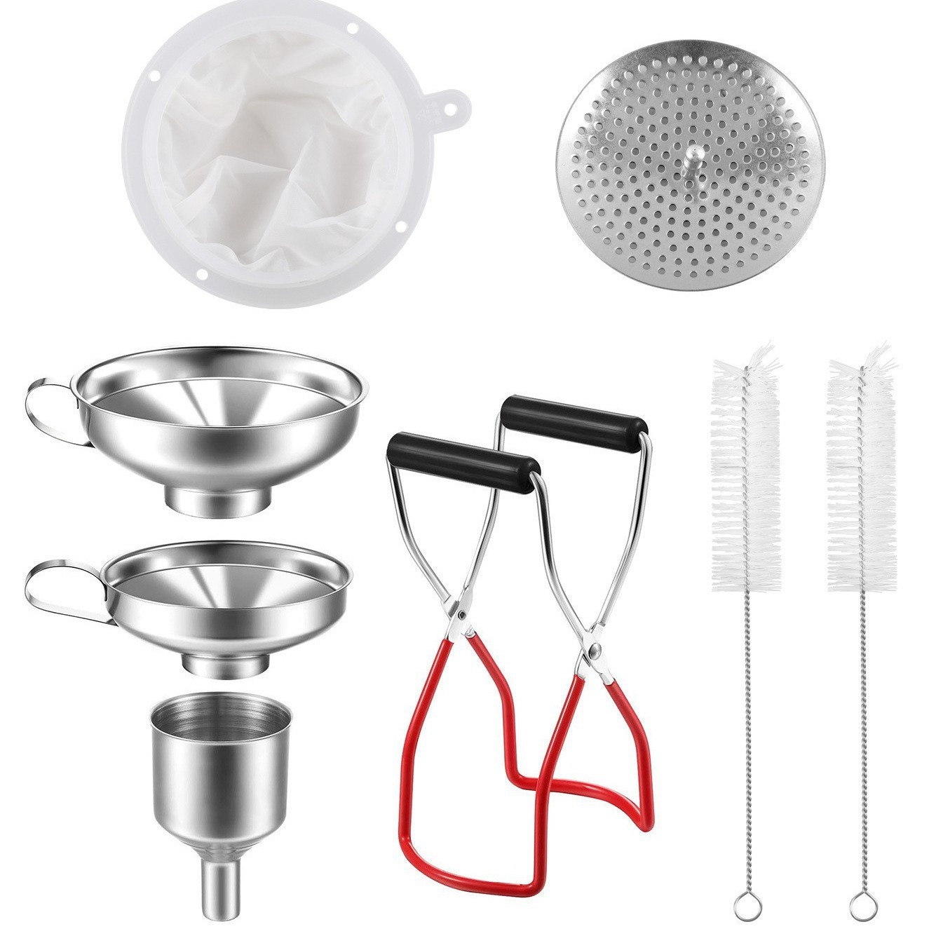 Embudo de acero inoxidable puede clip de cuatro piezas de gran diámetro embudo de cocina del hogar fugas de aceite de fuga de vino embudo multifuncional