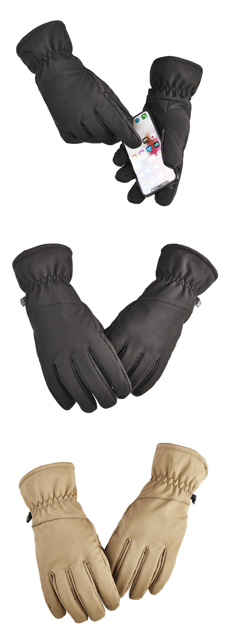Sportsvarm, skridsikker, vandtæt touchscreen-camouflage-bjergbestigningstræning med fløjls- efterårs-/vinterskihandsker_voghion.com