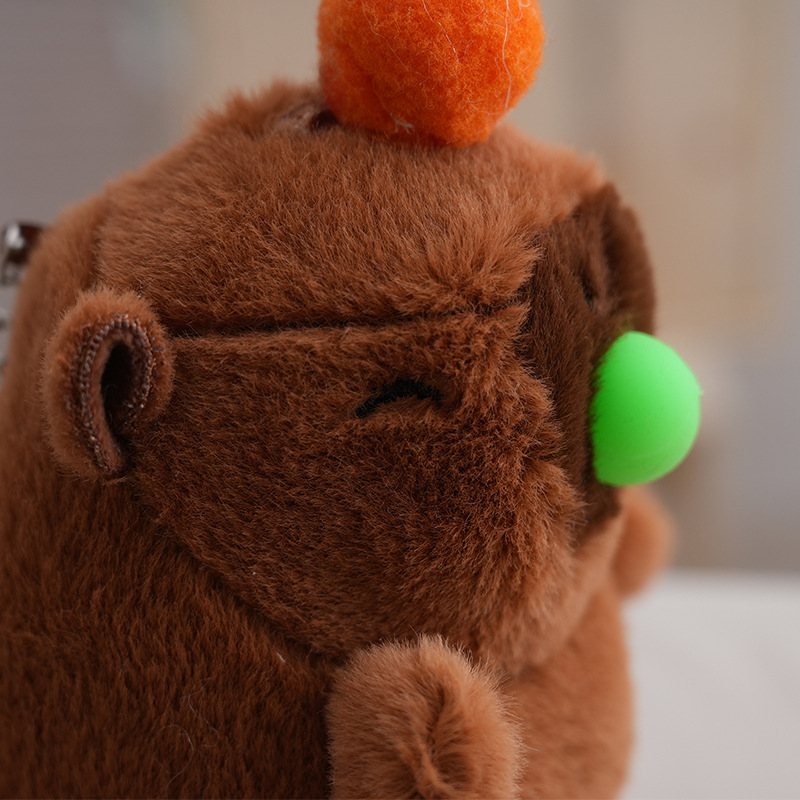 Bubble-Blowing, Shaking, Screaming Capybara Plush Keychain for Women, Cute Capybara Catcher Doll, School Bag Pendant