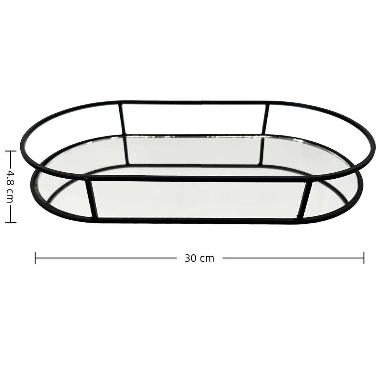 Espejo de lujo ligero bandeja de almacenamiento cosméticos perfumes joyas acabado estante de pastel estante de escritorio ins bandeja de aire