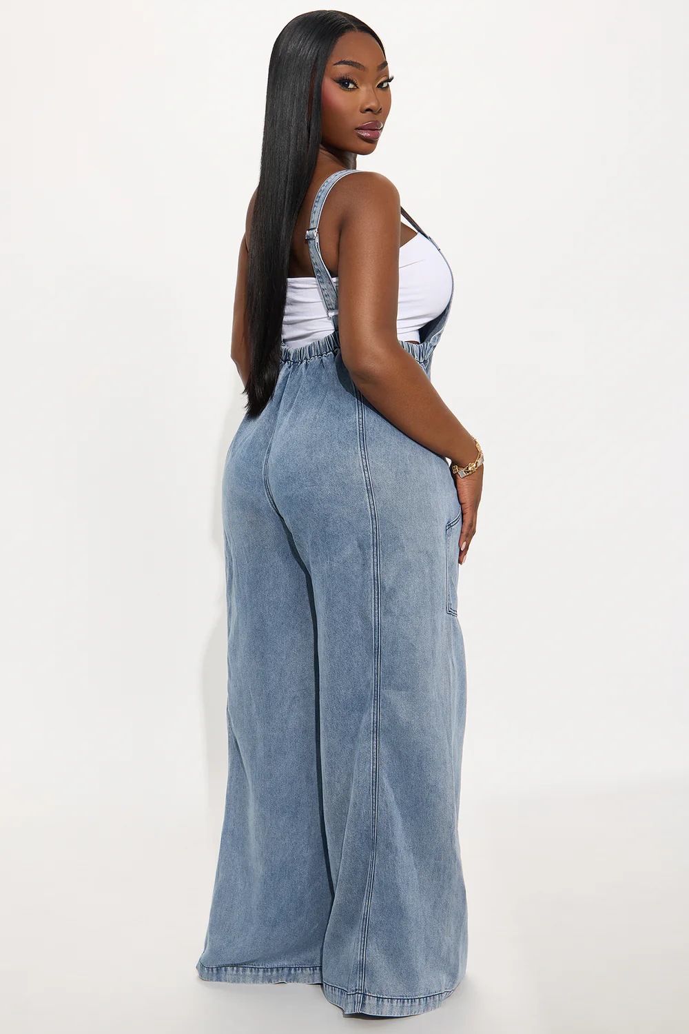 Dam denim jumpsuit med vida ben i amerikansk stil_voghion.com