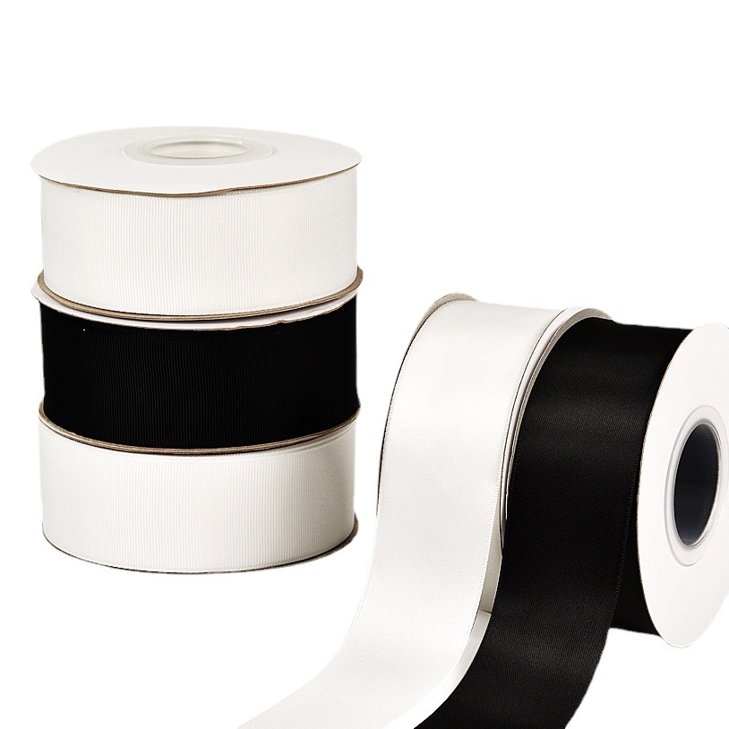 Yao Ming cinta blanco y negro en stock oferta especial cinta DIY accesorios para el cabello Ropa Accesorios regalo flor embalaje cinta