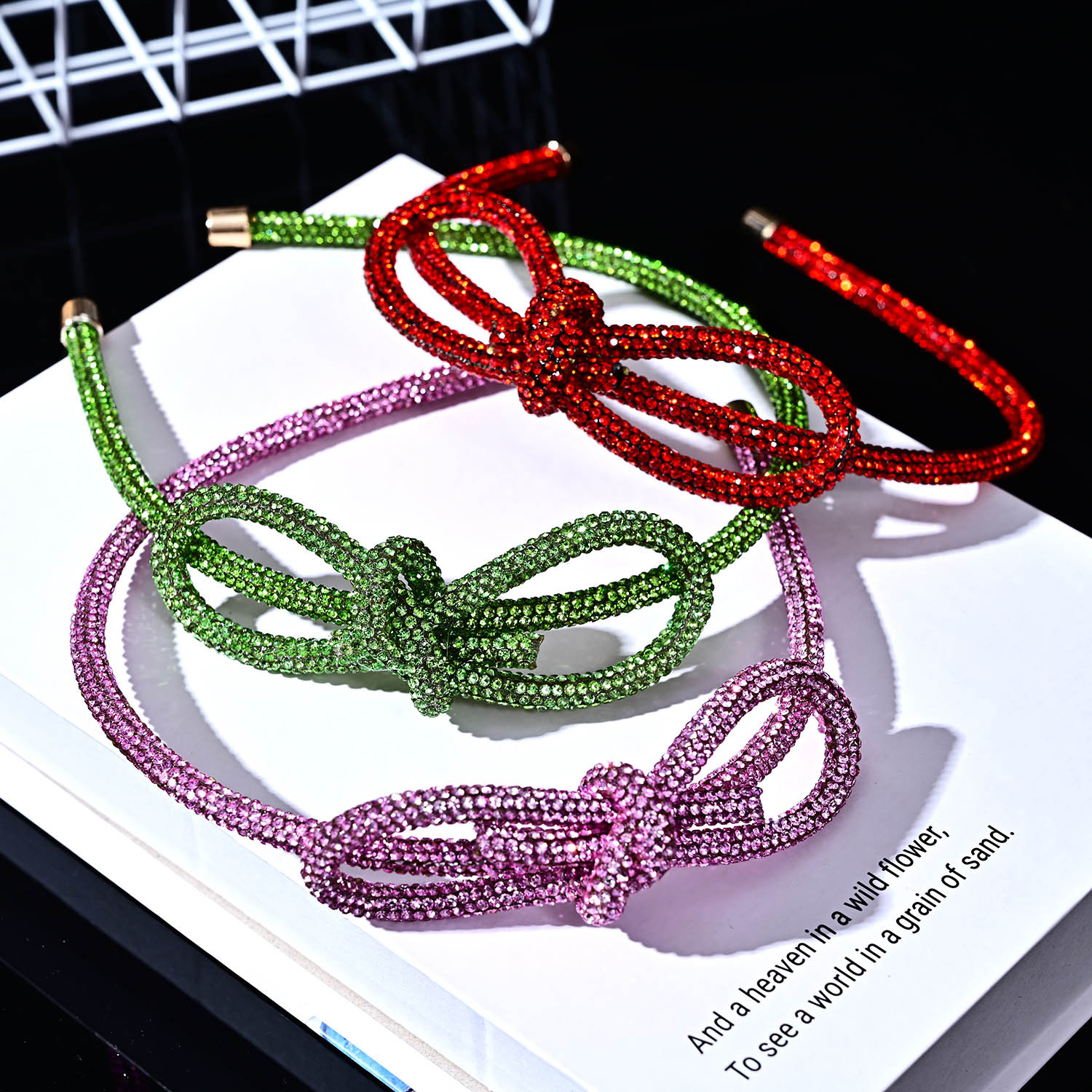 亞馬遜歐美跨境超閃水鑽發箍仙女ins時尚高級感8字蝴蝶結甜美頭飾