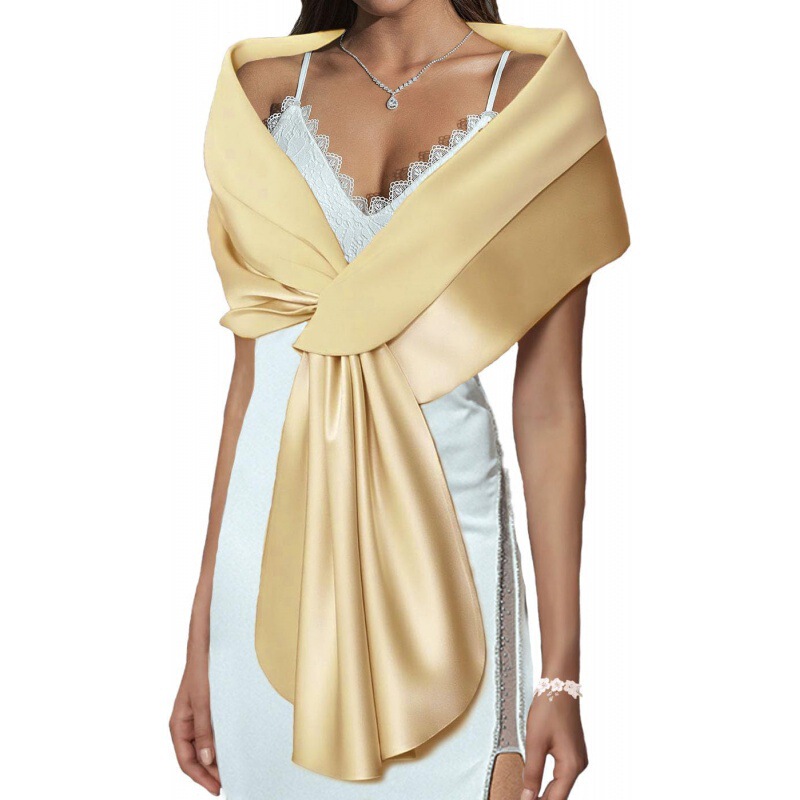 European and American women's satin shawl wedding bride matching wedding dress etiquette Lady reception shawl champagne generation