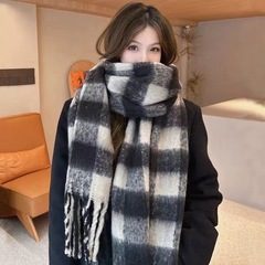 韩版仿羊绒格子围巾女秋冬加厚保暖围脖学生百搭围巾跨境直播爆款