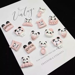 ピンク系パンダパン屋かわいい明るいスプーンコーヒーdiyクリームゴム携帯ケース手作樹脂部品