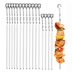 淄博同モデルbbqステンレスねじりサイン角串家庭用戸外平串焼きそば