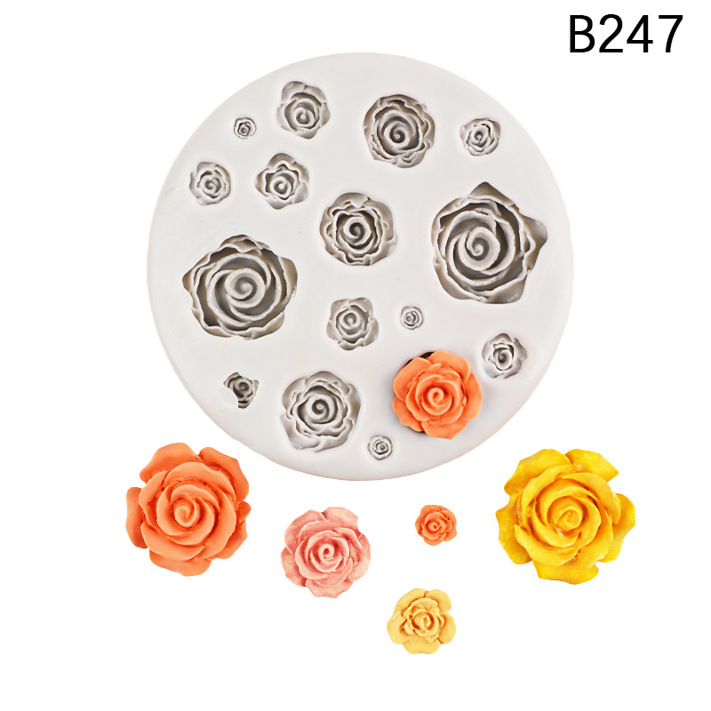 Fondant DIY Rosa molde con hojas flor resina mousse pastel mousse de chocolate decorativo aromaterapia molde