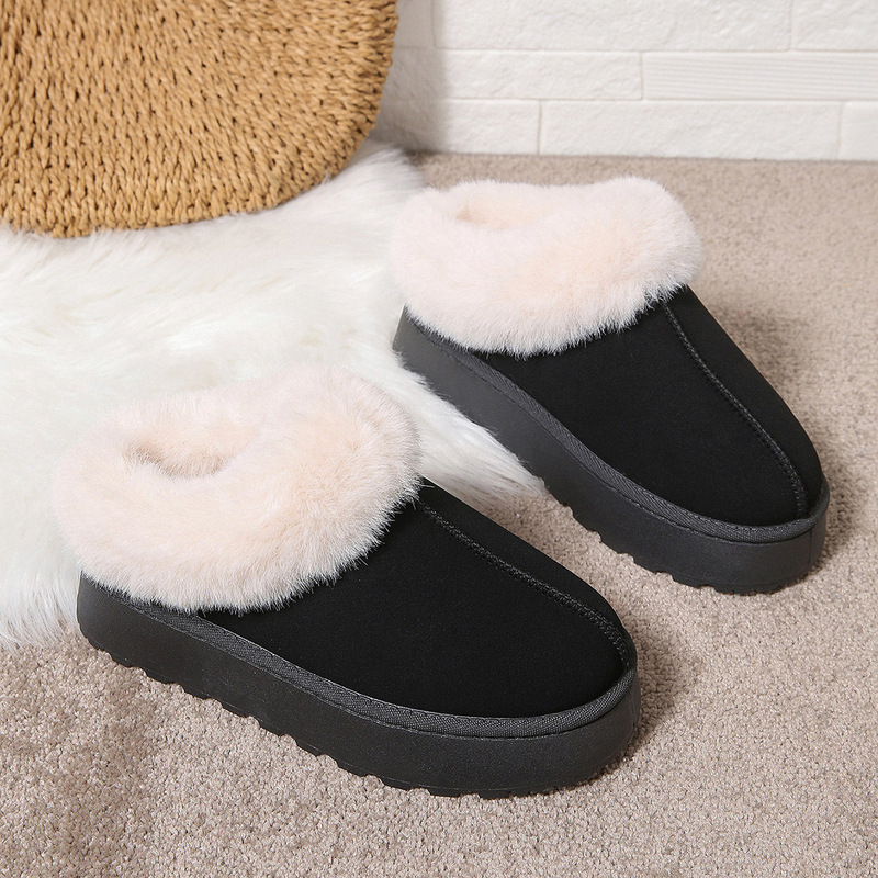 Outer size plus size thick bottom non-slip Mao Mao slippers 2024 autumn and winter explosions fleece-lined warm one-step snow boots women
