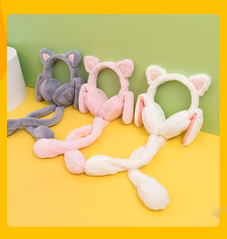 Bright Pink Moving Earmuffs for Warm Winter New Warmth Cute Children's Airbag Net Red Ear Cover RN1083_voghion.com