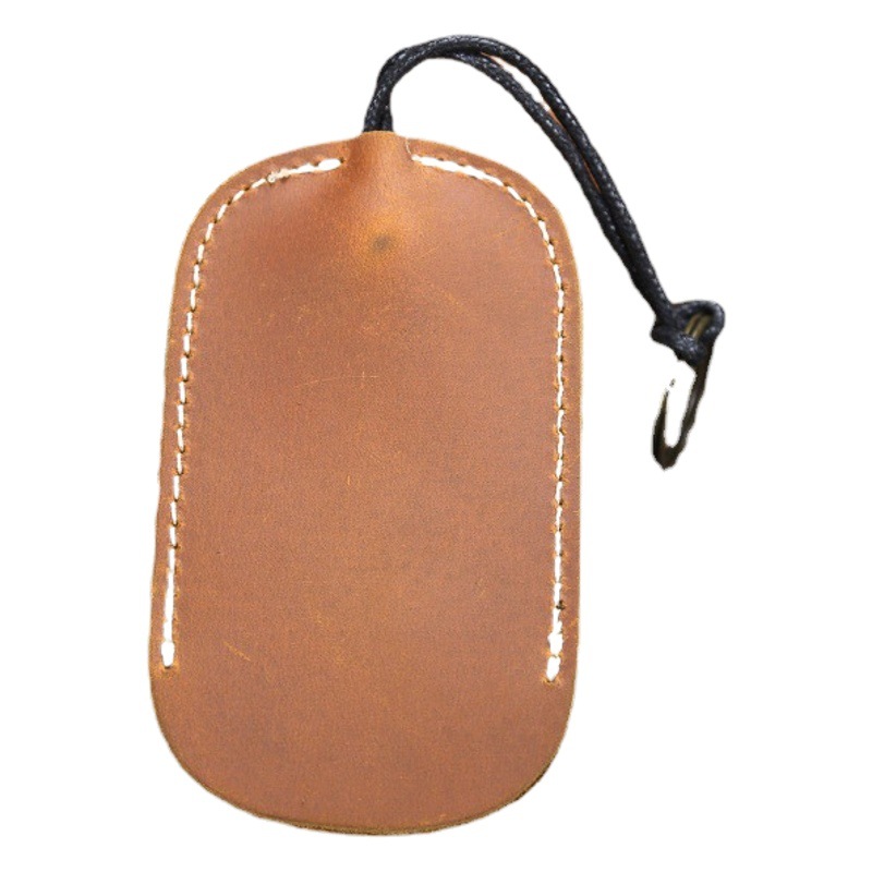 New minimalist crazy horse leather key bag head layer cowhide handmade rope key chain in stock wholesale