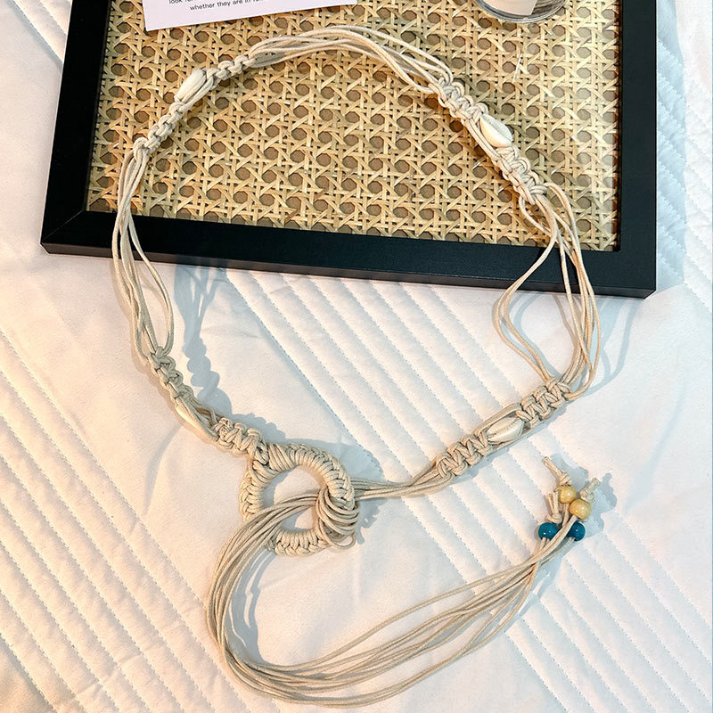 Cuerda de la cintura popular Bohemia tejida cuerda de cáñamo cadena de la cintura cinturón delgado vestido del todo-fósforo de las mujeres joyería transfronteriza al por mayor