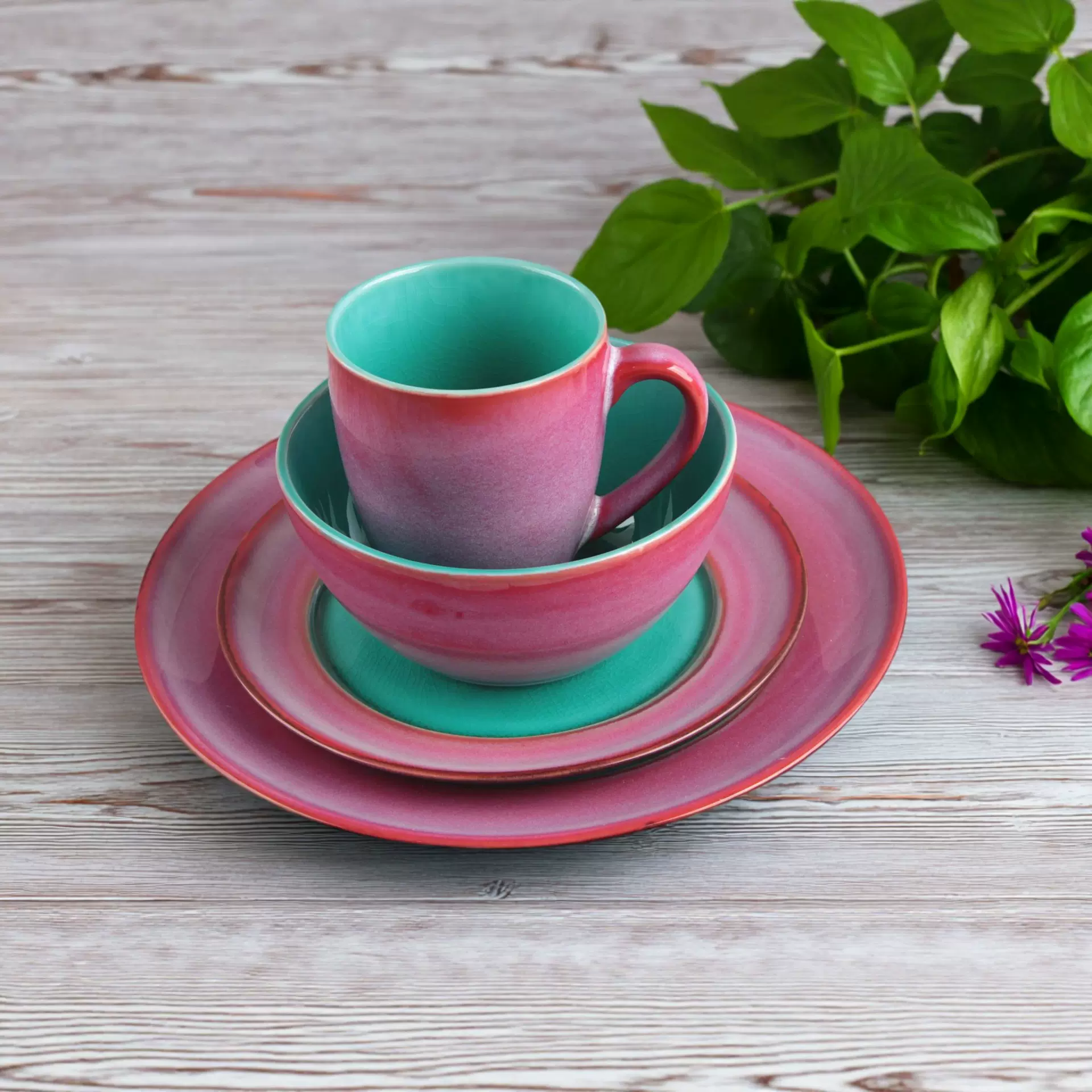 外贸定制logo欧式复古陶瓷餐具套装窑变釉自助餐水果盘西餐盘碗碟