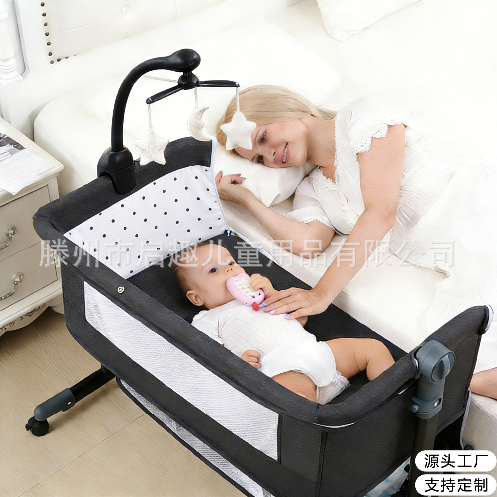 Wholesale European-style multi-functional crib stitching bed cradle bed foldable mobile baby bed adjustable newborn