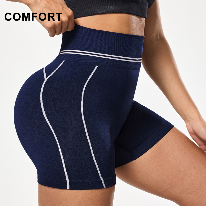 Pantalones cortos deportivos personalizados transfronterizos, cintura alta, cadera desnuda, pantalones de yoga secos rápidos, pantalones deportivos europeos y estadounidenses