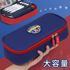 Large Capacity Thick Oxford Cloth Pencil Case 2023 New Model Children's High-Endurance Initial and High School British Style Pencil Bag