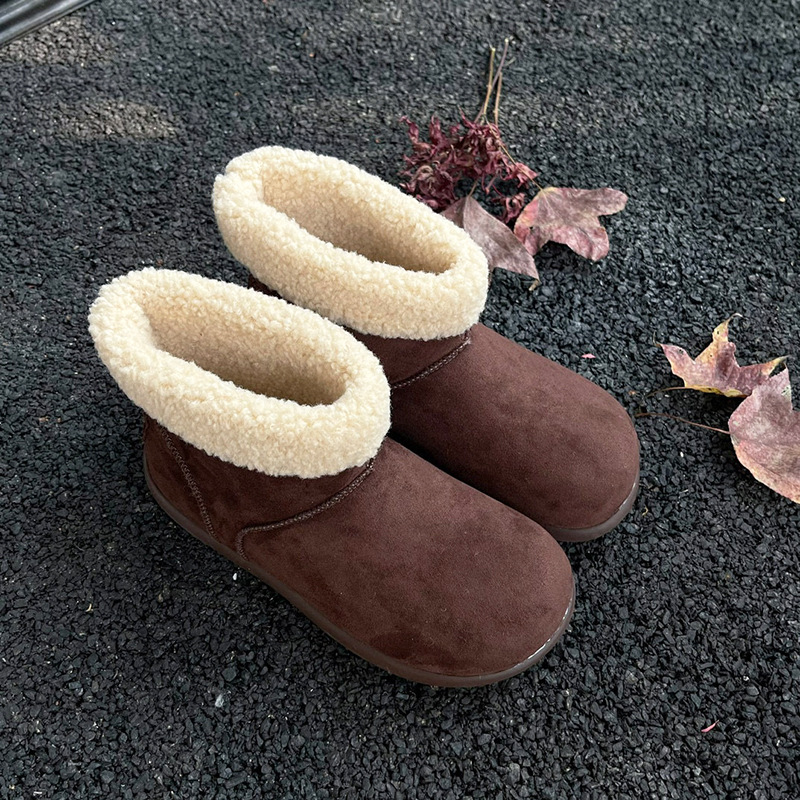 Stivali da neve da donna in vera pelle di pecora 2025, stivaletti invernali foderati in pile in stile britannico, scarpe casual antiscivolo_voghion.com