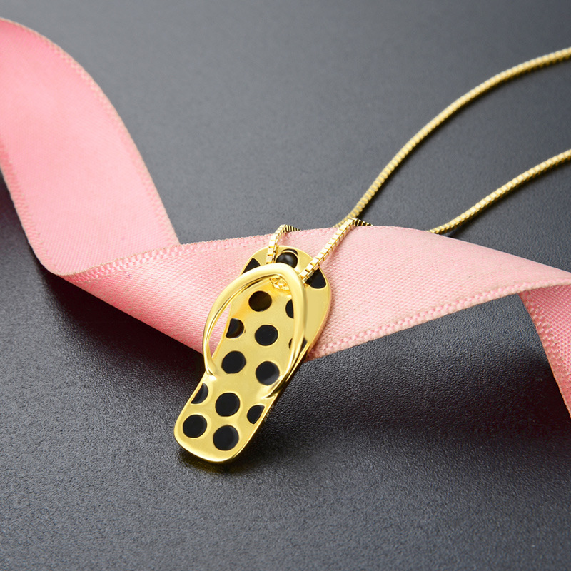 Diseño creativo estampado de leopardo zapatillas colgante europeo y americano exagerado s925 plata goteo clavícula cadena collar moda para las mujeres