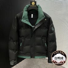 羽绒服短款风加厚新款冬季男士拼色保暖外套立领休闲寒上身衣其他