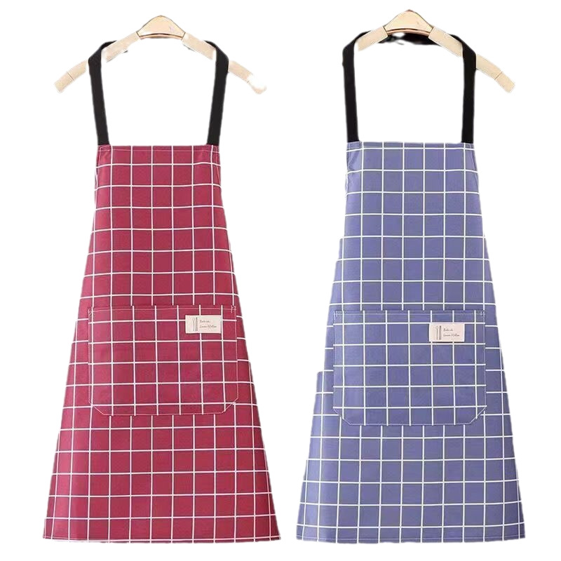 Fashionable Women's Waterproof Kitchen Apron, Checkered Workwear_voghion.com