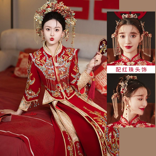 High-end bead embroidery (with red bead headdress)