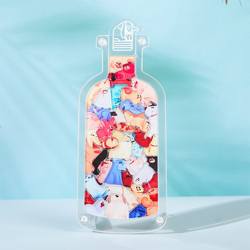 Puzzle acrílico personalizado con botellas enmarcadas, gatos, conejos, cerdos, patos, perros, dibujos animados, puzzle al por mayor