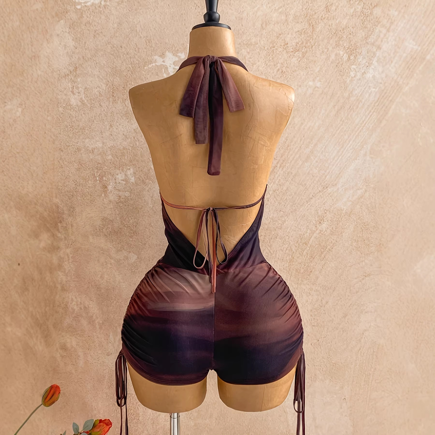 Women's Clothing Color Block Tie Front Jumpsuit New American Bestseller Hot Item_ecoleips.com