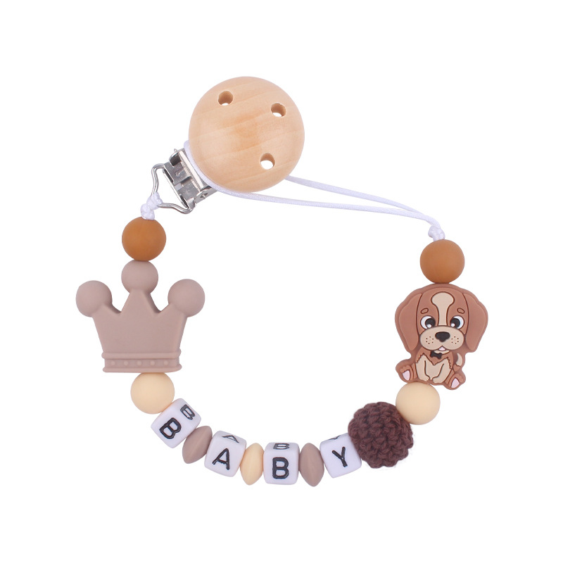 Suministros de bebé de silicona chupete Cadena de dibujos animados animal perro mordedura de silicona molar Cadena de juguete Nuevo