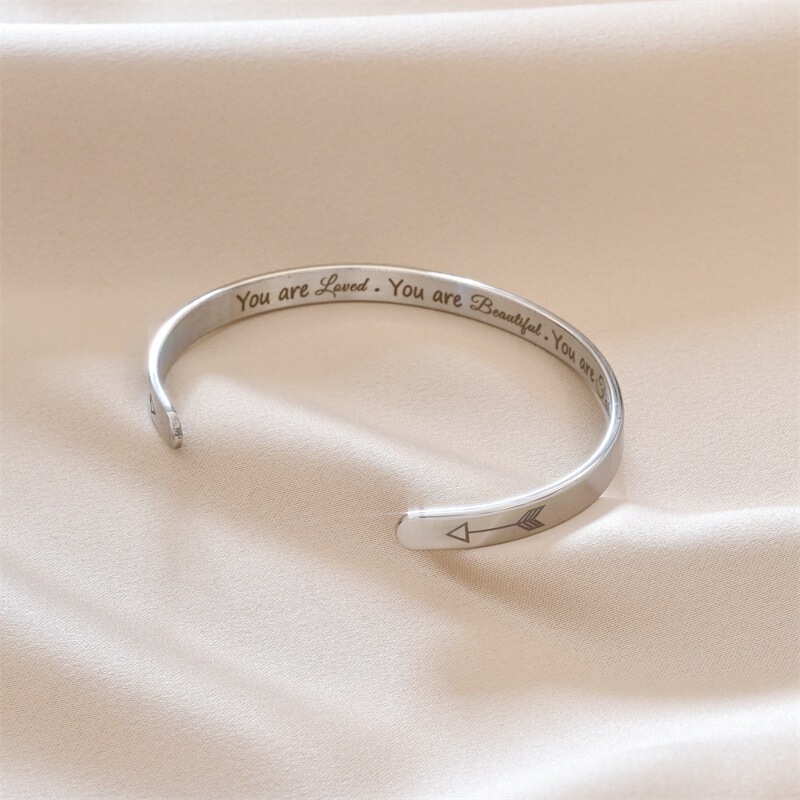Popular and Fashionable Open Titanium Steel Bracelet, Personalized Phrases, Always Love You Couple Bracelet, European and American Cross-Border Hand Jewelry Popular and Fashionable Open Titanium Steel Bracelet, Personalized Phrases, Always Love You Couple Bracelet, European and American Cross-Border Hand Jewelry