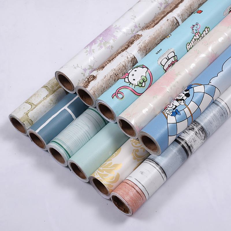 自粘墙纸壁纸卧室宿舍翻新墙贴温馨可爱防水防潮贴儿童房卡通装饰