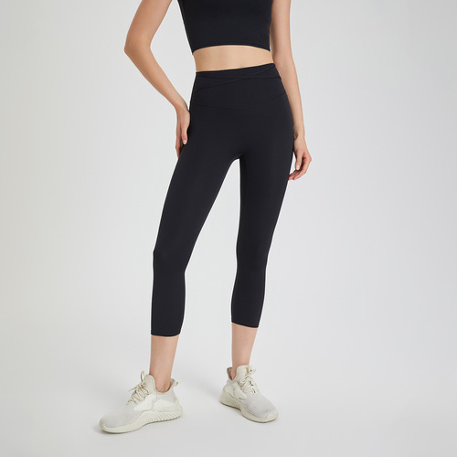 European and American one-piece waist-cinching naked-feel stretch yoga pants without awkward lines running sports quick-drying fitness pants cropped pants