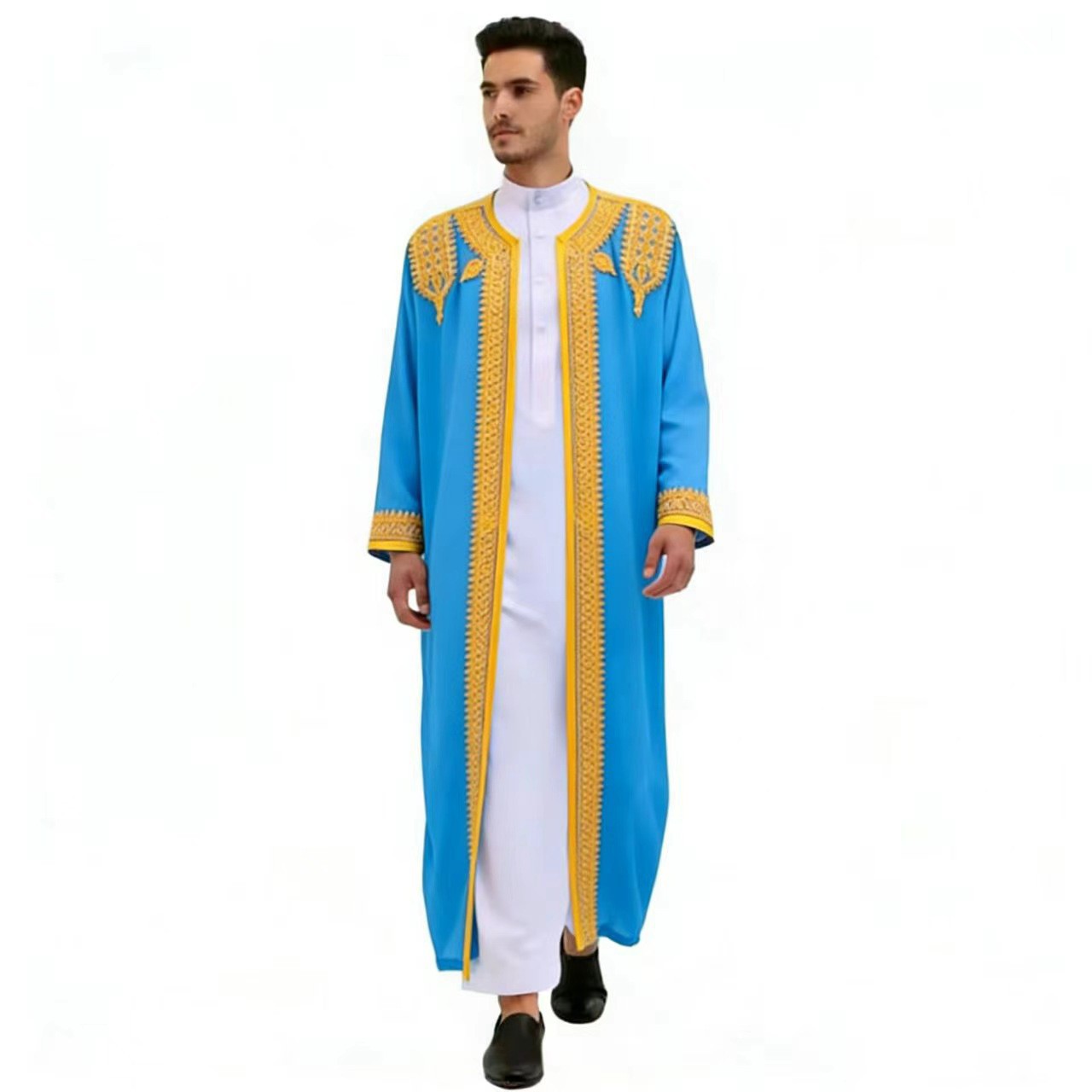 2025 New Cross-Border Hot-Selling Gold Embroidered Ethnic Style Men's Long Dress